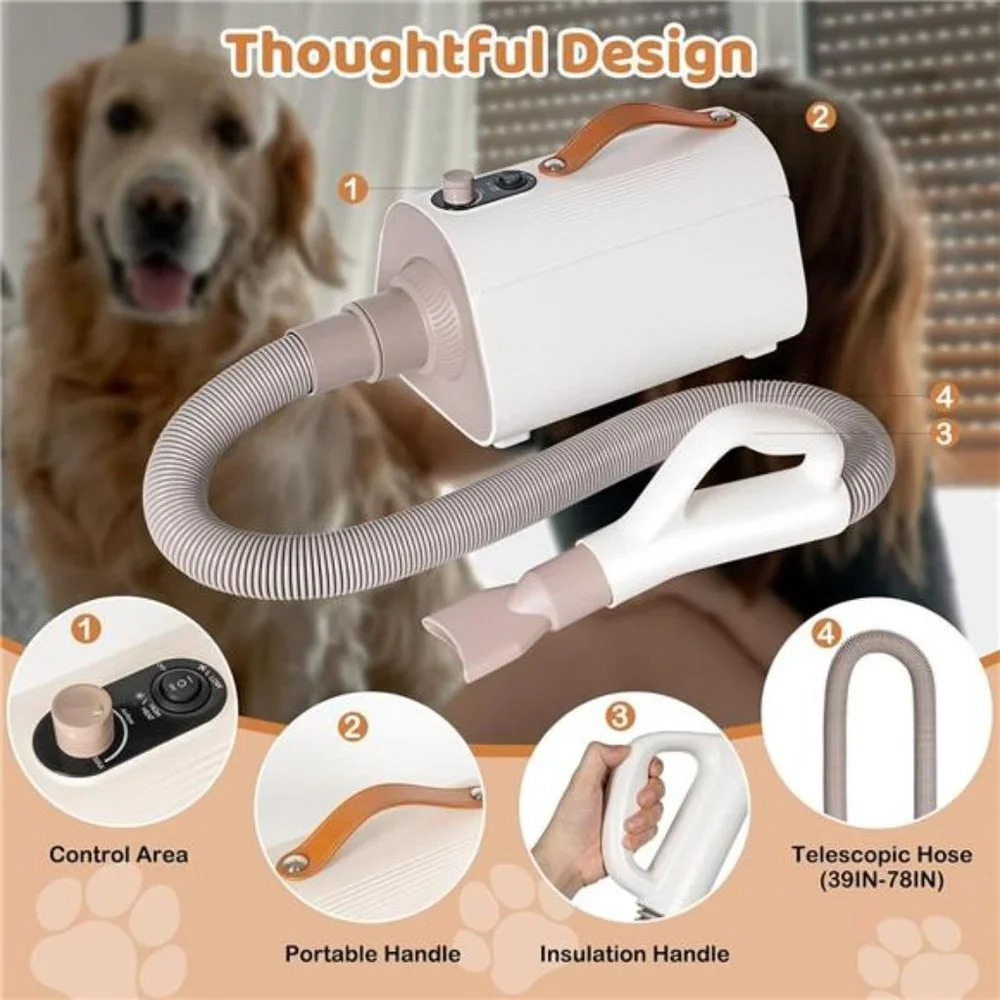 Pet Hair Dryer,,High Velocity Home Pet Dryer with Smart Temperature Adjustment